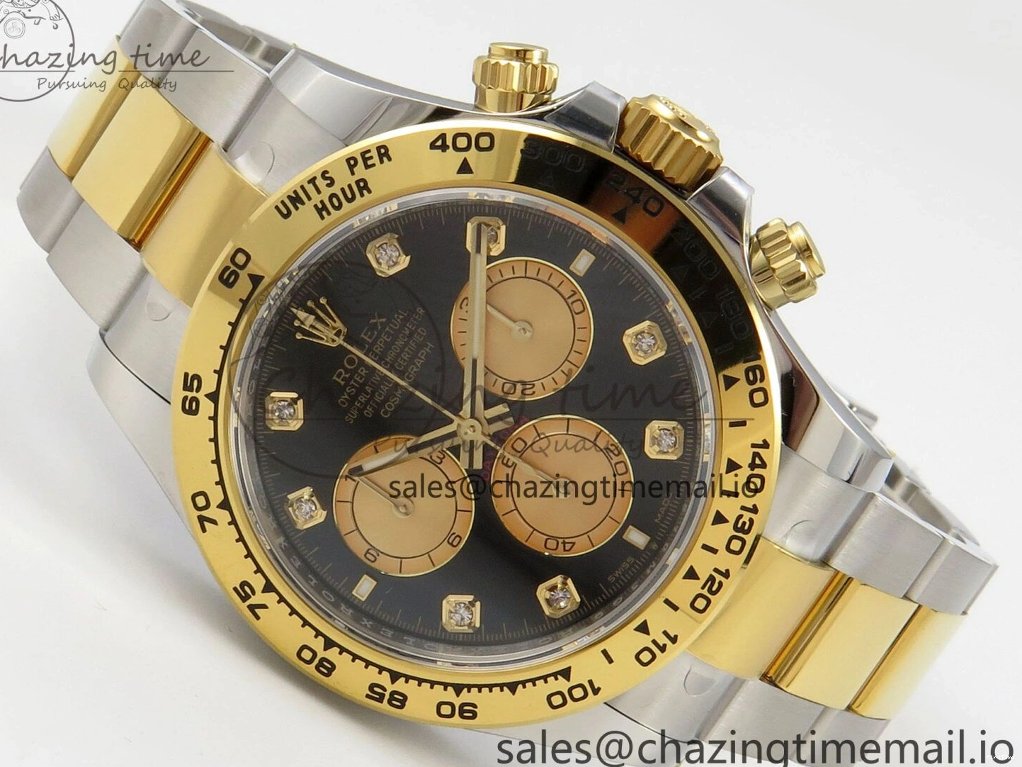 MiroTime 0512 Fashionable Daytona 126503 THBF 1:1 Best Edition Black YG Diamonds Dial on SS YG Bracelet SH 137